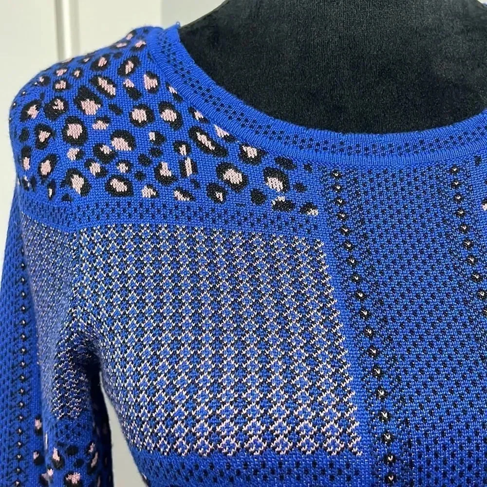 Gianni Bini Girls || Knit Sweater Blue Leopard Print Dress kids Girls size XL